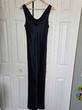 Reitmans Black Satin Maxi Slip Dress